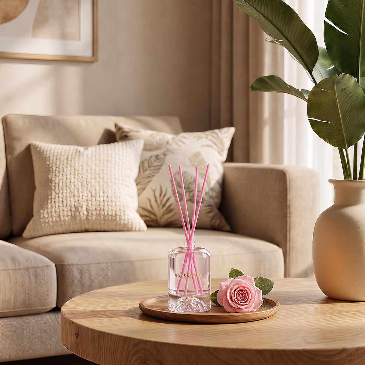 Reed Diffuser Set Volcano Design Rose Scent, 3.28 fl.oz Diffuser with Sticks for 60 Days, Home Fragrance Reed Diffuser for Bathroom Shelf Decor & Room Freshener