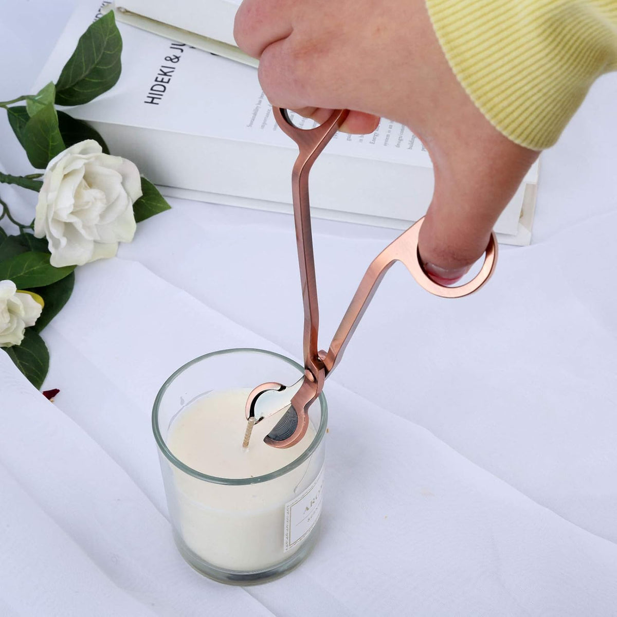 3 in 1 Candle Wick Trimmer Set Snuffer Dipper Cutter Rose Gold