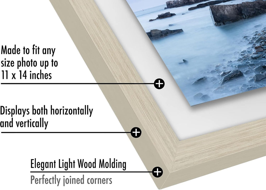 Americanflat 11x14 Floating Picture Frame - Engineered Wood - Light Wood