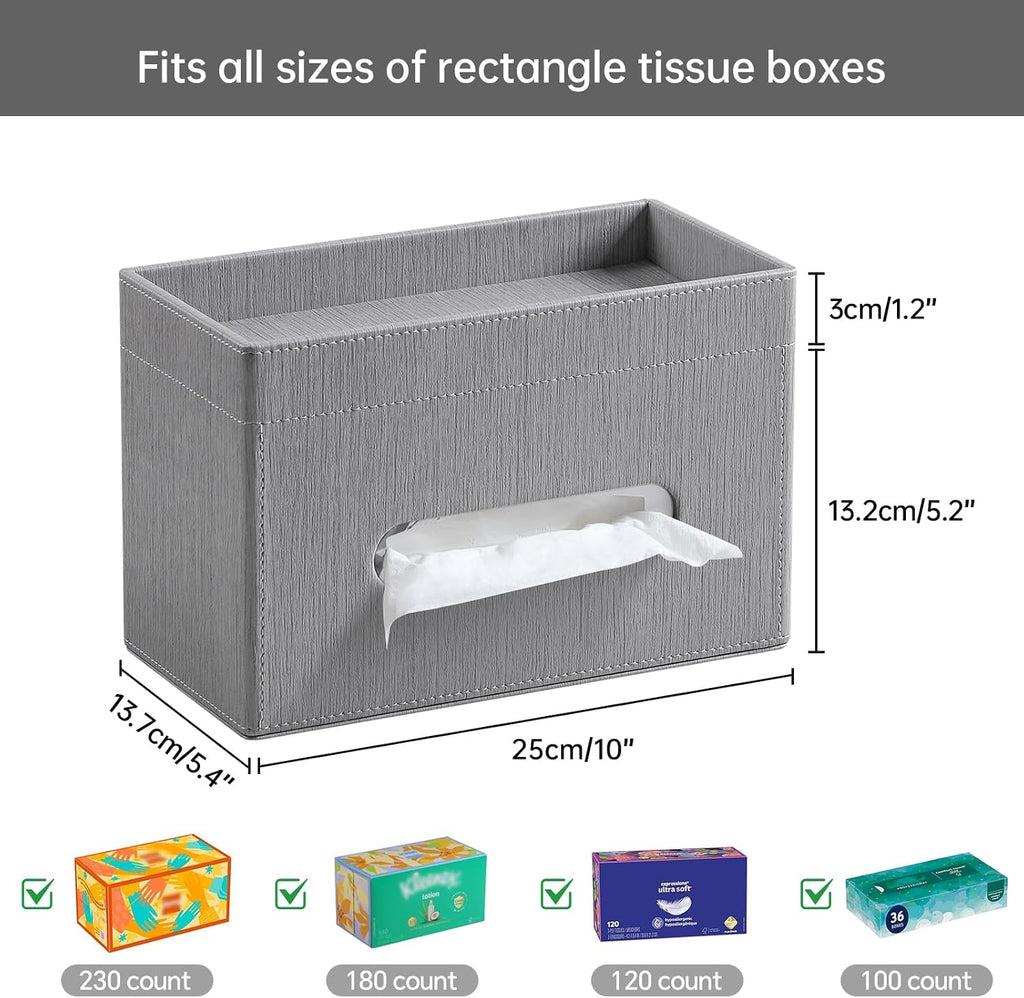 Plus Size Tissue Box Cover, Rectangle Tissue Box Organizer, Grey