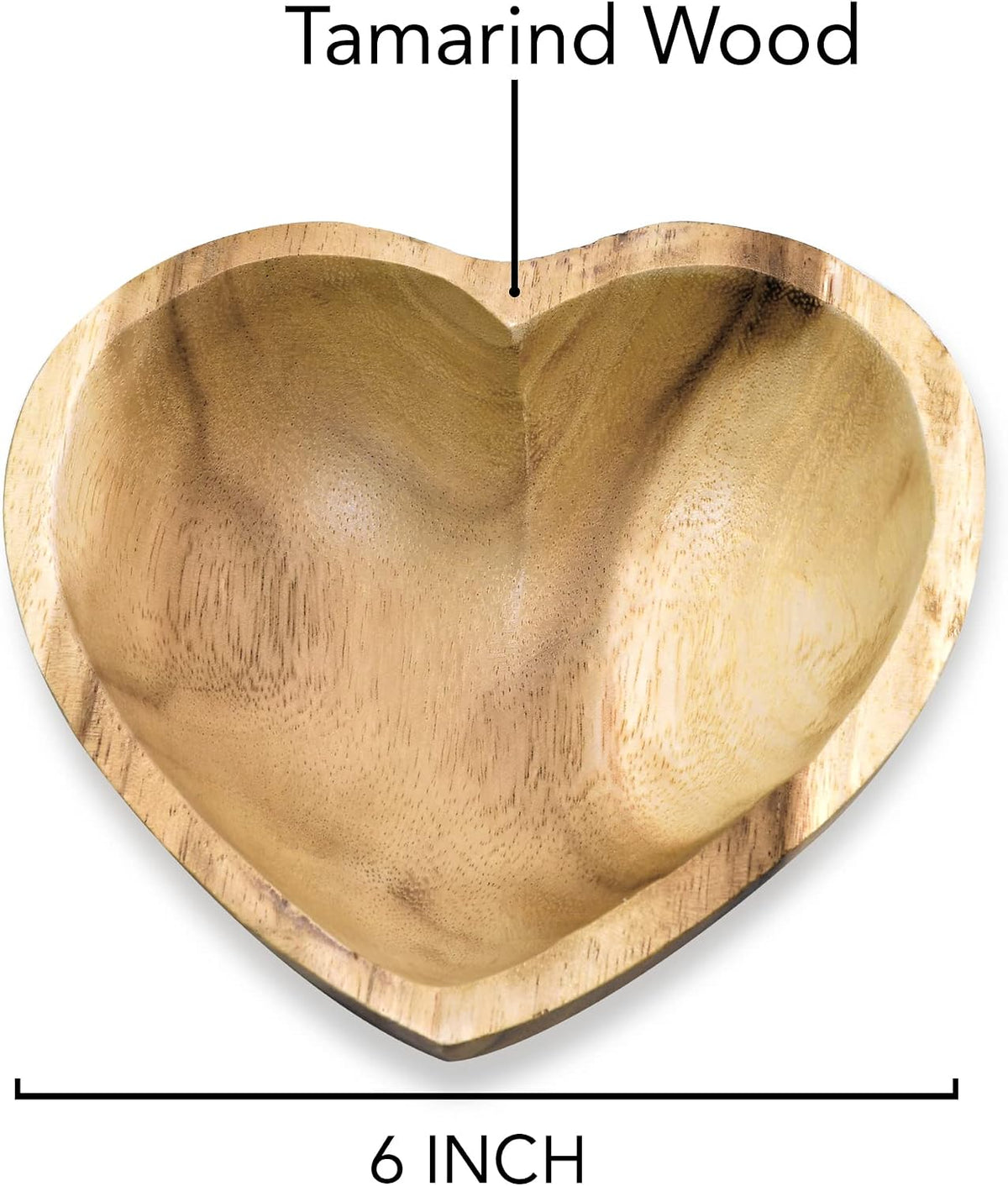 AeraVida Love of Nature Carved Heart Shaped Tamarind Tree Wooden Bowl | Tamarind Wood Kitchen Decor | Heart Shaped Bowl