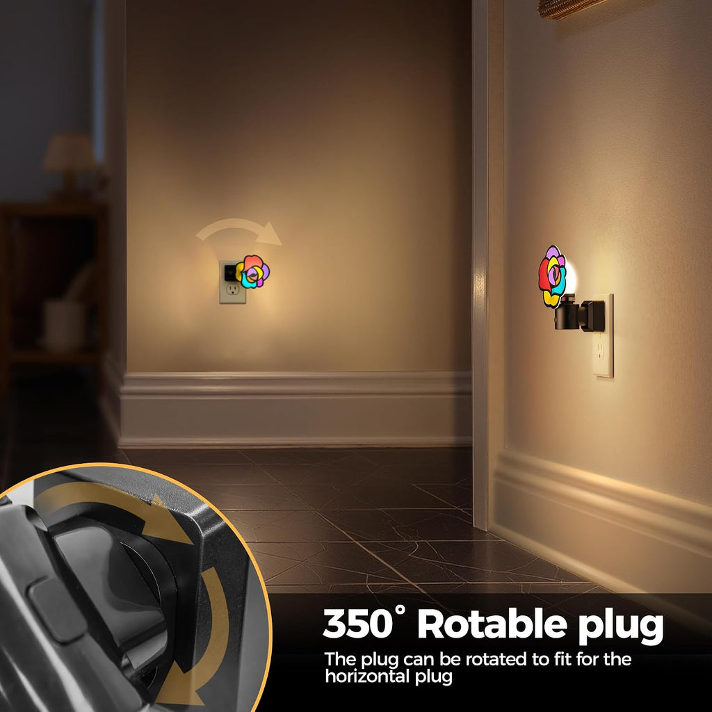 Briignite Flower Night Light, Decorative Rose Night Lights Plug into Wall