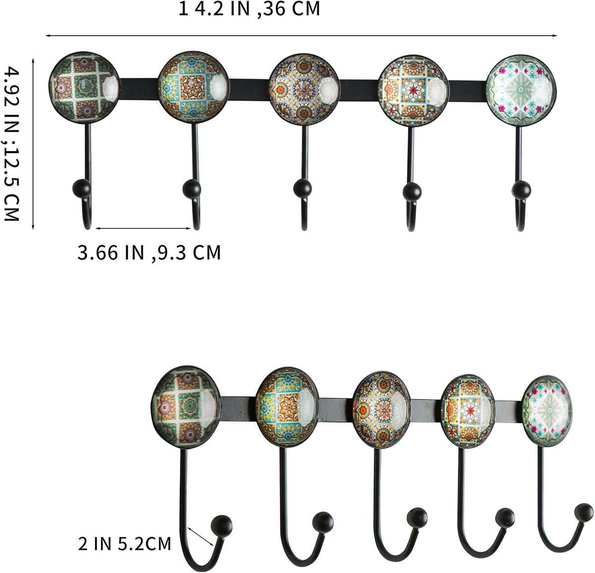 Coat Hooks with 5 Hooks, Decorative Wall Hooks for Hanging