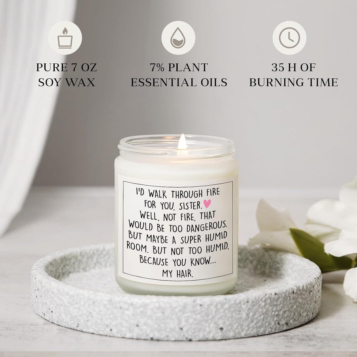 Petalsun Funny Sister Gifts, Sister Birthday Gifts, Lavender Scented Candle