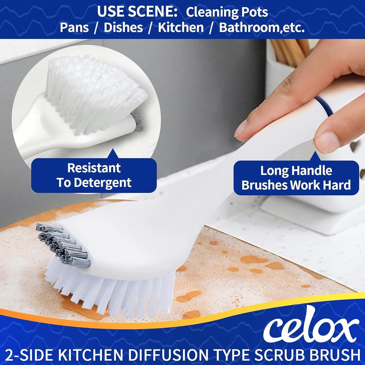 CELOX 6-Pack Hand Scrub Brushes for Cleaning