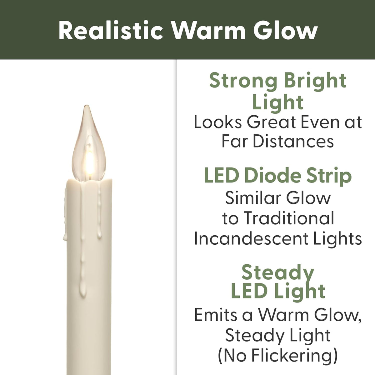 612 Vermont Vintage LED Battery Operated Window Candles with Timer (4-Pack)