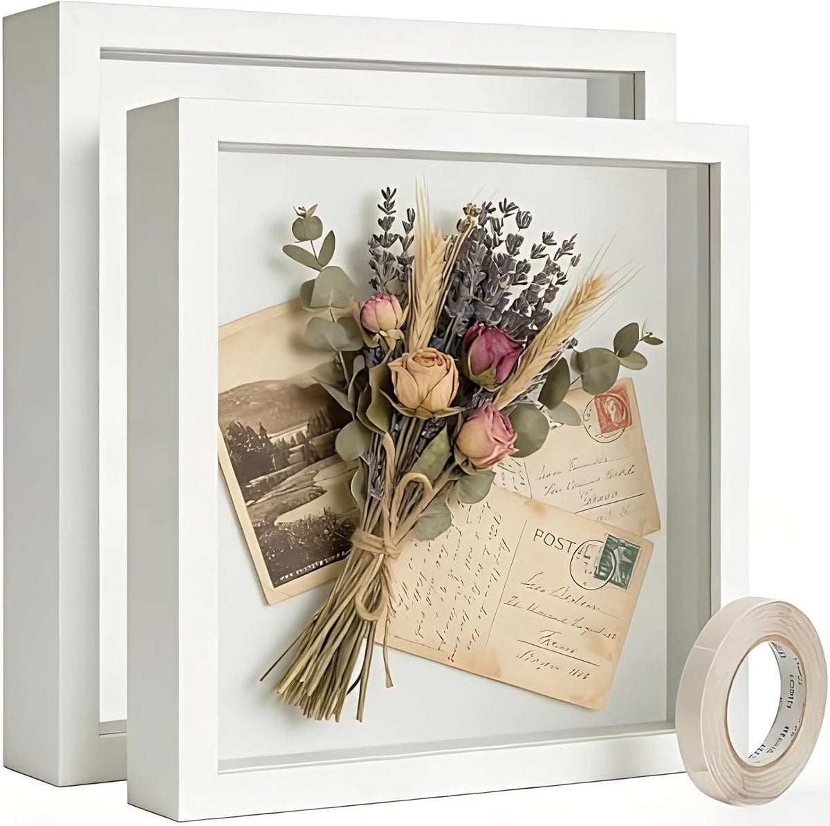 10x10 Shadow Box Frame, 1.2'' Deep Display Case for Flowers Memorabilia