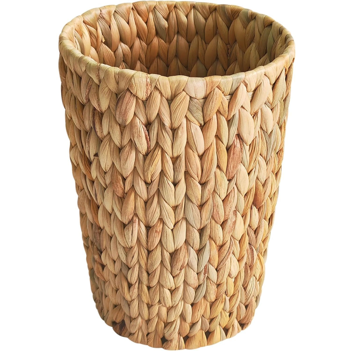 2 Gallon Wicker Trash Can, Woven Water Hyacinth Wicker Waste Basket for Bathroom, Small Trash Can for Bedroom, Round Garbage Can for Boho Decor Bedroom Bathroom