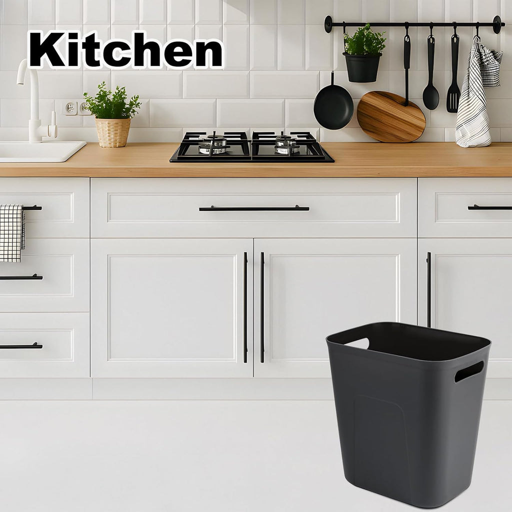 Small Bathroom Trash Can with Bags Garbage Can, Black+White+Dark Grey