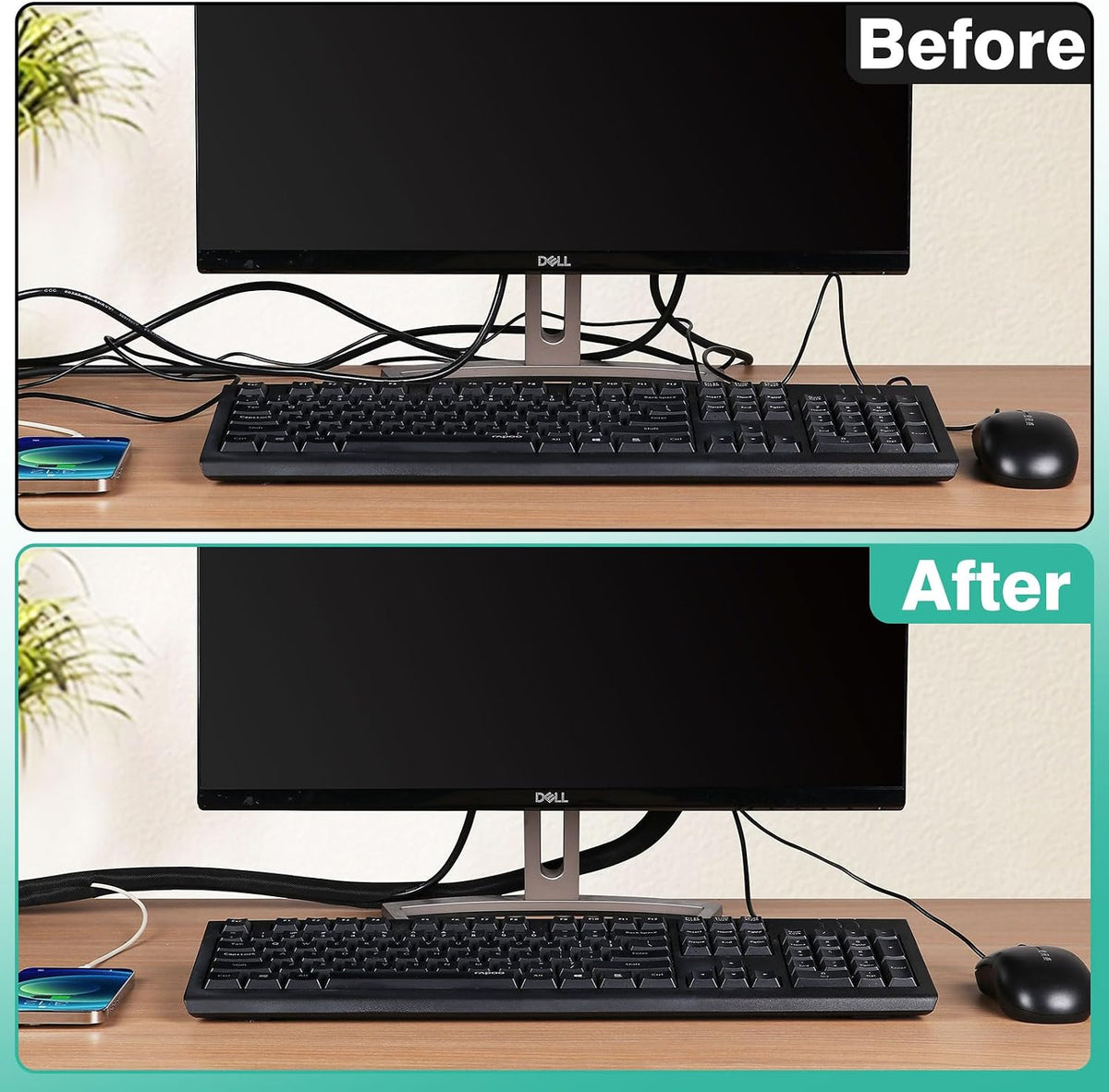 UOMTFAI Dog and Cat Cord Protector 10ft - 3/8inch, Flexible Cable Sleeve for Easy Cord Management, Protects Cables from Pets Chewing, Ideal for USB, Power, Audio and Video Cords - Black
