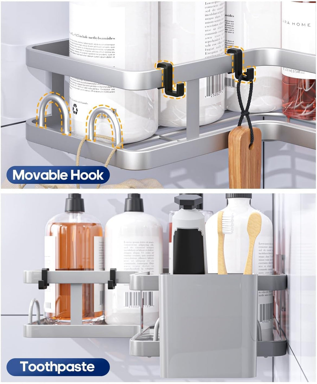 3 Pack Corner Shower Shelves, Rustproof Shower Organizer Caddy