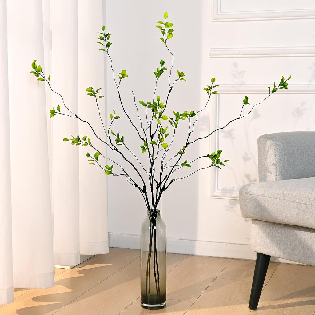 Waipfaru 8PCS Artificial Ficus Branches for Vase, Faux Greenery Stems for Vase Filler, 47in Realistic Flexible Eucalyptus Stems Fake Artificial Twig Plants Indoor Home Tables Centerpieces Office Decor
