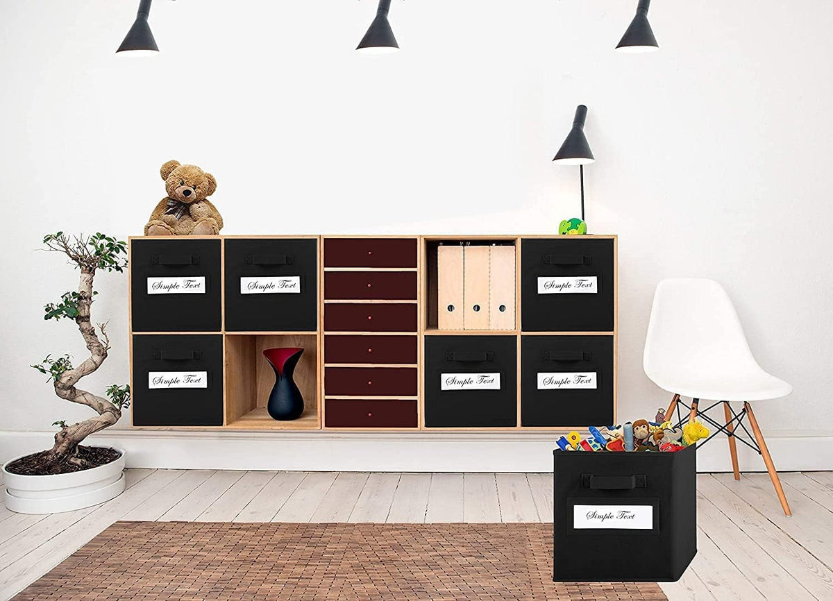 13x13x13 storage cube bins(Set of 8) Fabric storage cubes with 8 Labels Window Cards & a Pen,storage cubes 13x13,storage bin,Collapsible 13 inch cube storage bins,Cubby Organizer Boxes,Black