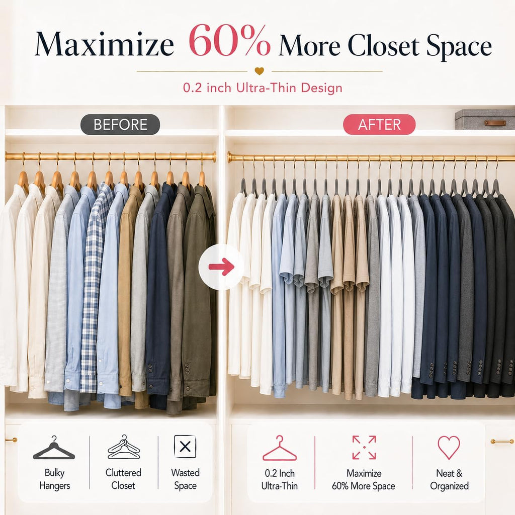 Smartor Grey Velvet Hangers 50 Pack, Non Slip Rose Gold Hook Felt Hangers