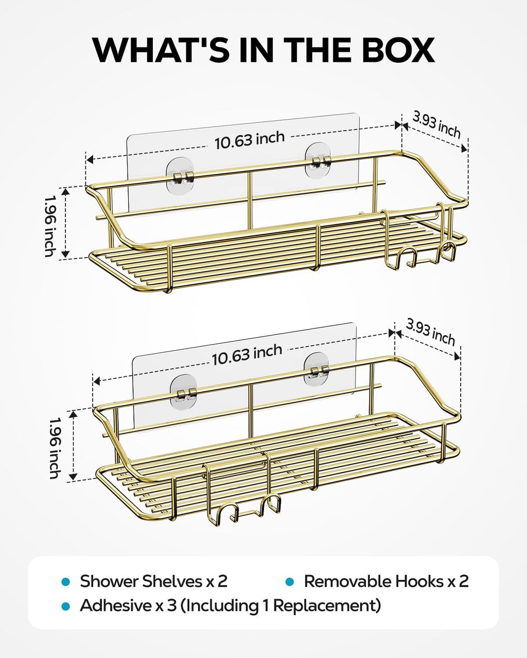 Nieifi Shower Caddy Adhesive, Shower Shelves, Shampoo Holder for Bathroom