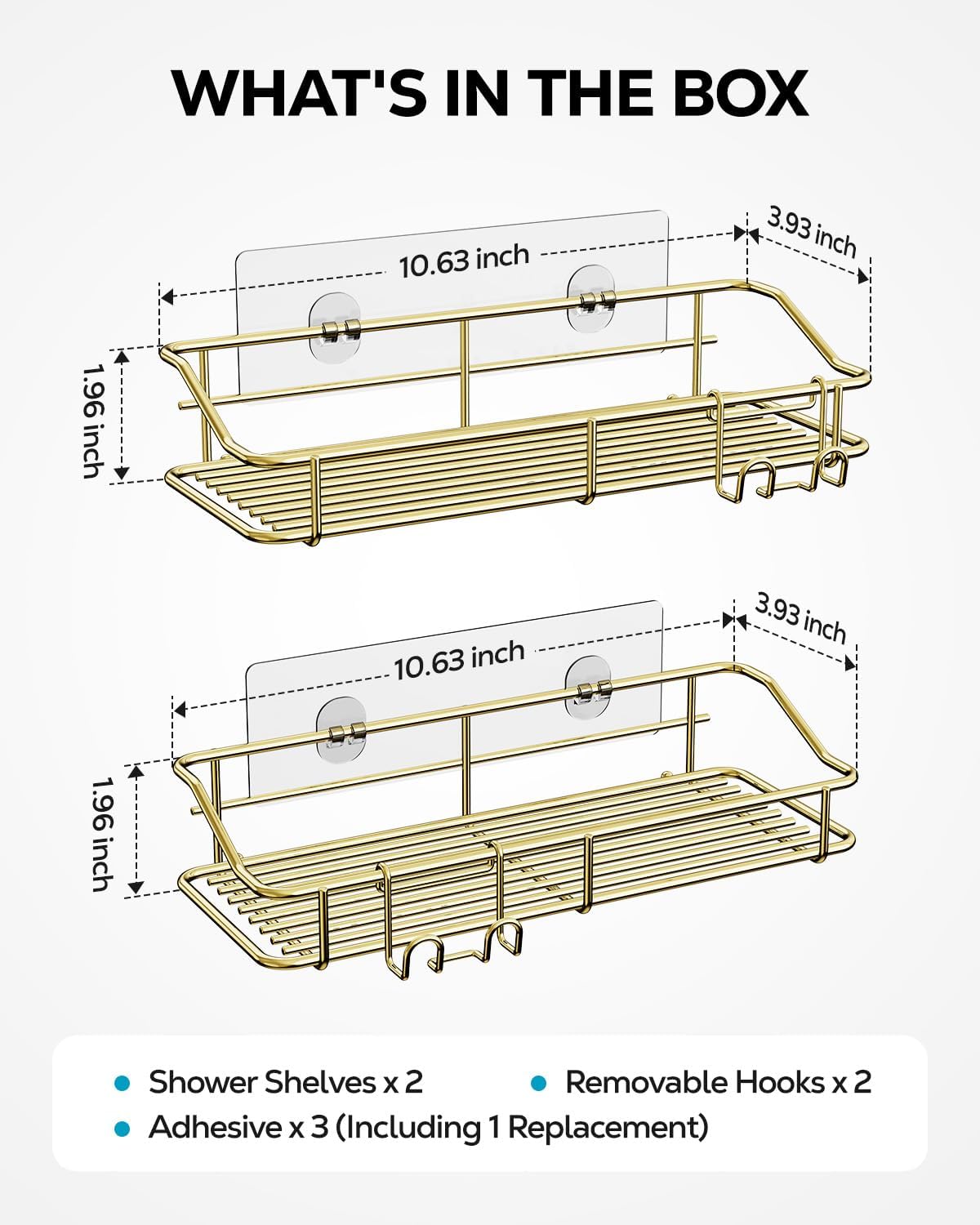 Nieifi Shower Caddy Adhesive, Shower Shelves, Shampoo Holder for Bathroom
