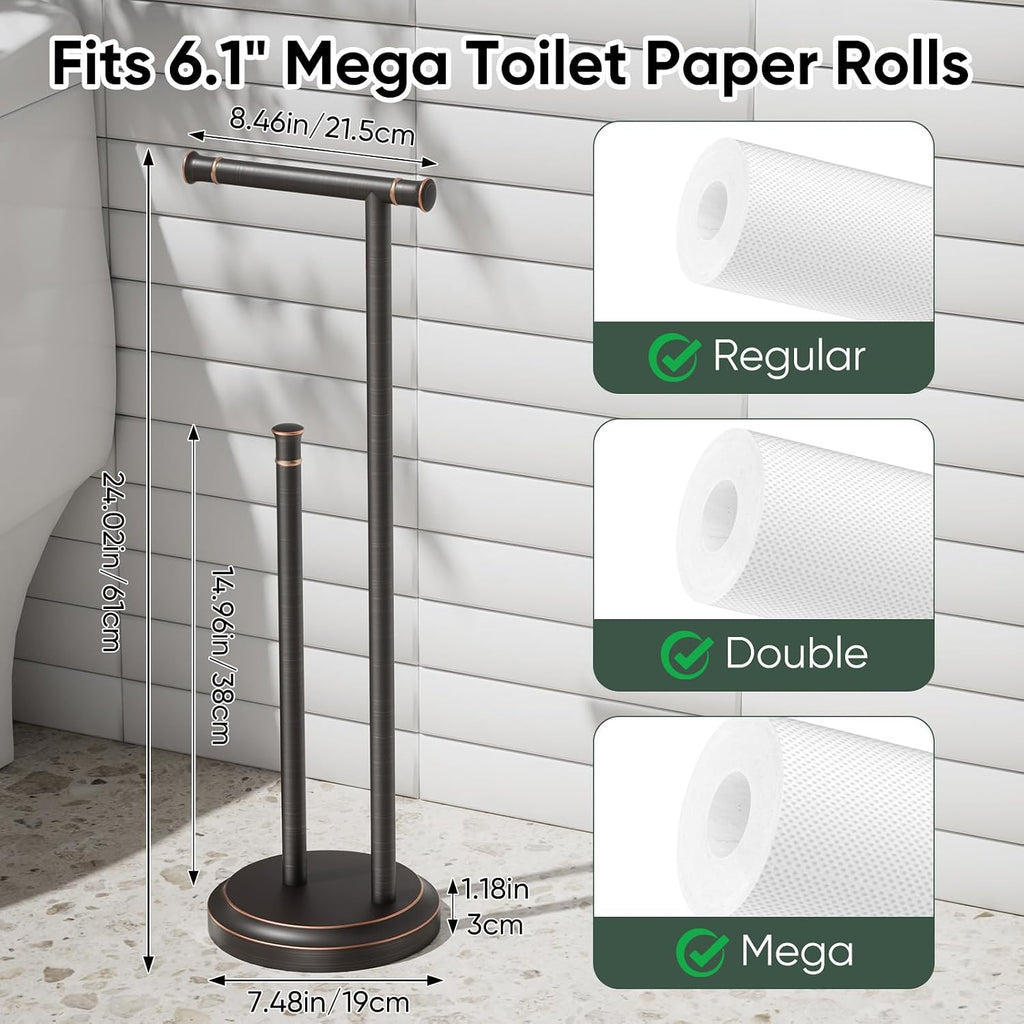 Hoimpro Toilet Paper Holder Stand Bathroom Free Standing Oil Rubber Bronze