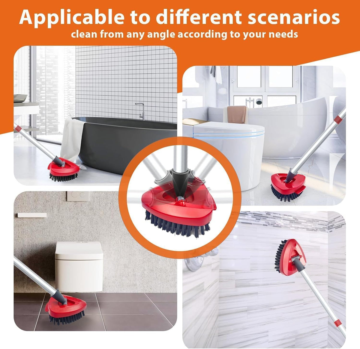 Small Spin Mop Replace Head Base + Scrub Brush for O Cedar 2-Tank RinseClean,1 Scrubber Brush and Mop Base Combo Set,Great for Kitchen, Deck, Bathroom and Shower Floor Scrubber