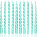 10 Inch Spiral Teal Taper Candles, 10 Pack Turquoise Green Candlesticks, Unscented Dripless Long Burning Candles for Dinner Party Wedding Home Decor, Aqua Mint Seafoam Table Candles