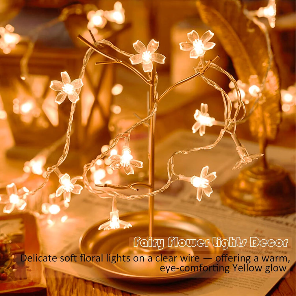10ft 30 LED Fairy Flower String Lights Battery & USB Operated (Warm White)
