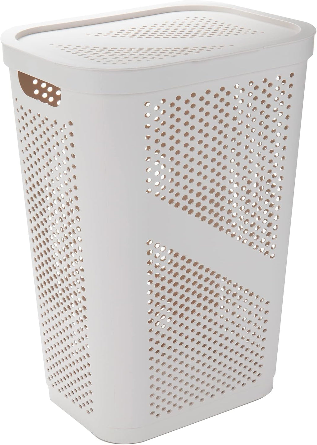 Mind Reader 60L Slim Laundry Hampers, Geometric Cutouts, Set of 2, Ivory