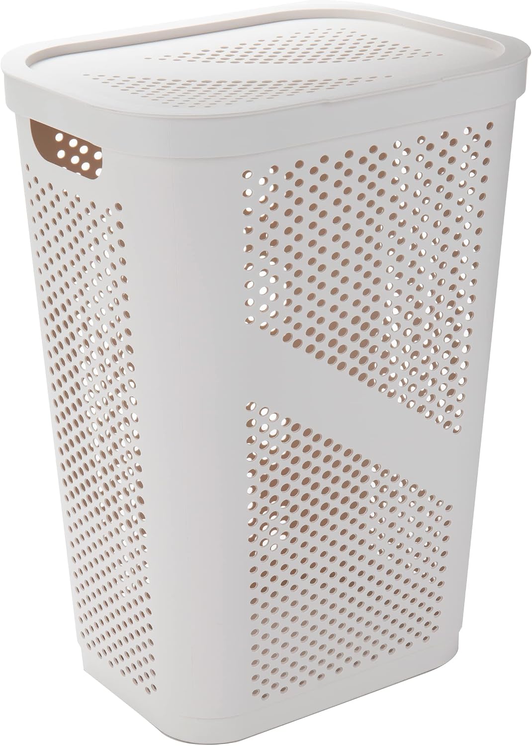 Mind Reader 60L Slim Laundry Hampers, Geometric Cutouts, Set of 2, Ivory