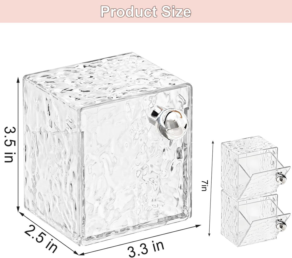 Qtip Holder Dispenser, 2 Pack Wall Mounted Plastic Cotton Pad Containers