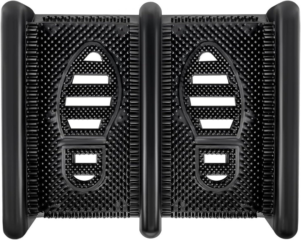 ROBLOCK Boot Brush Scraper Outdoor with Pliable Rubber Fingers, Portable Shoe & Boot Scraper for Outdoor Entry, Removes Snow, Sand, Mud from Soles & Edges, 15''x12 All Weather Flat Mud Chucker, Black