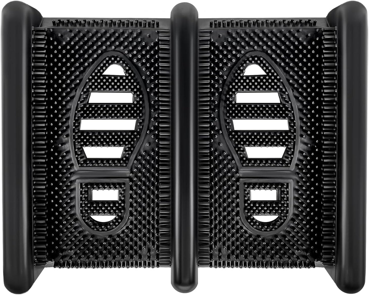 ROBLOCK Boot Brush Scraper Outdoor with Pliable Rubber Fingers, Portable Shoe & Boot Scraper for Outdoor Entry, Removes Snow, Sand, Mud from Soles & Edges, 15''x12 All Weather Flat Mud Chucker, Black