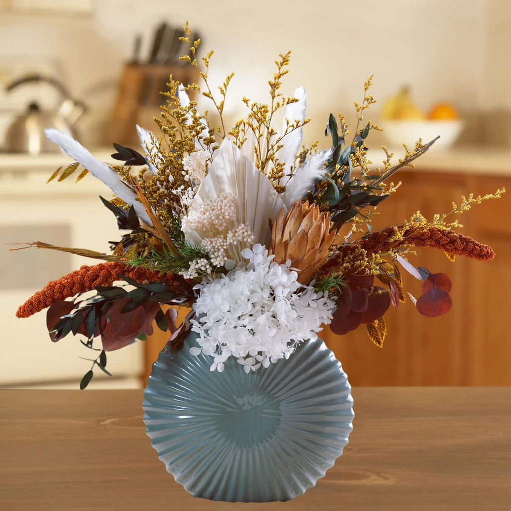 Dried Flowers for Vase, Boho Pampas Grass Hydrangea Eucalyptus Bouquet
