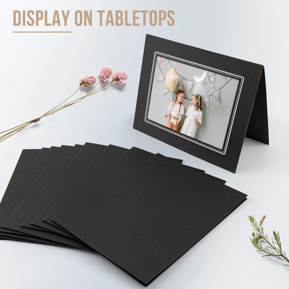 Golden State Art 50 Pack, 5x7 Photo Folders, Black with Silver Lining, DIY Photo Frames, All Occasions