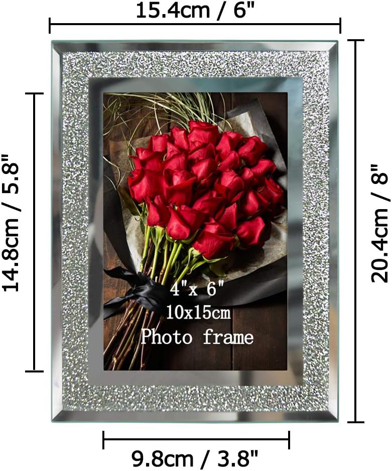 Calenzana 4x6 Picture Frame Sparkle Glass Photo Frames Set for Tabletop, 2 Pack