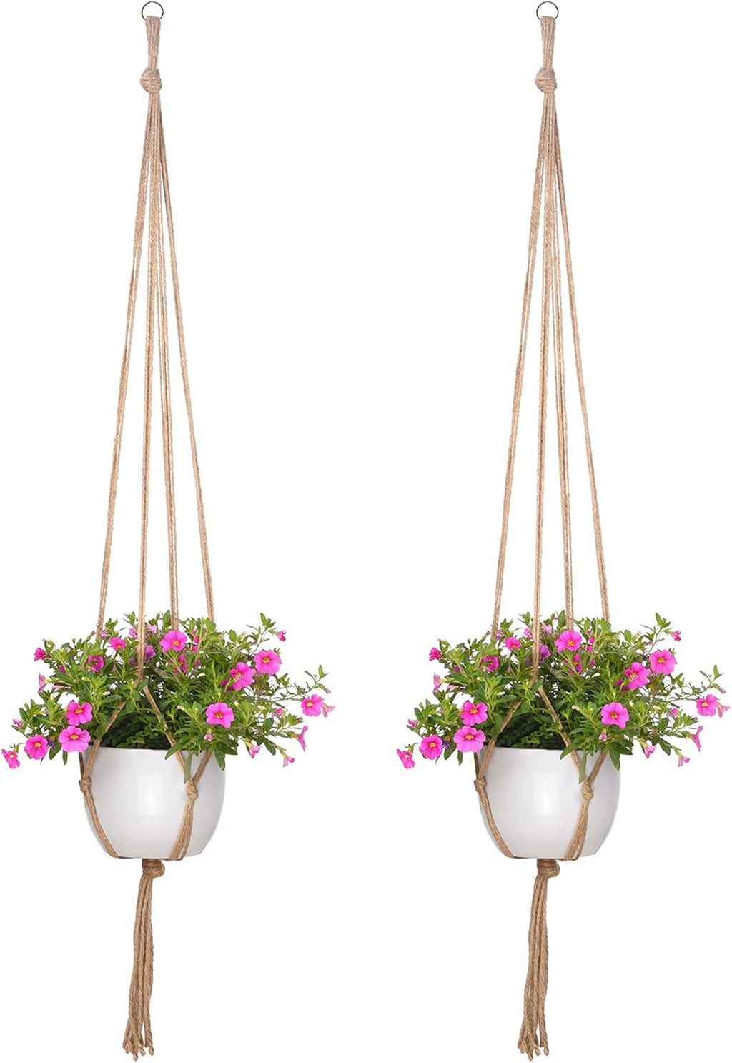 EBOOT 2 Pack 48 Inch Macrame Plant Hanger, Linen Color, 4 Legs