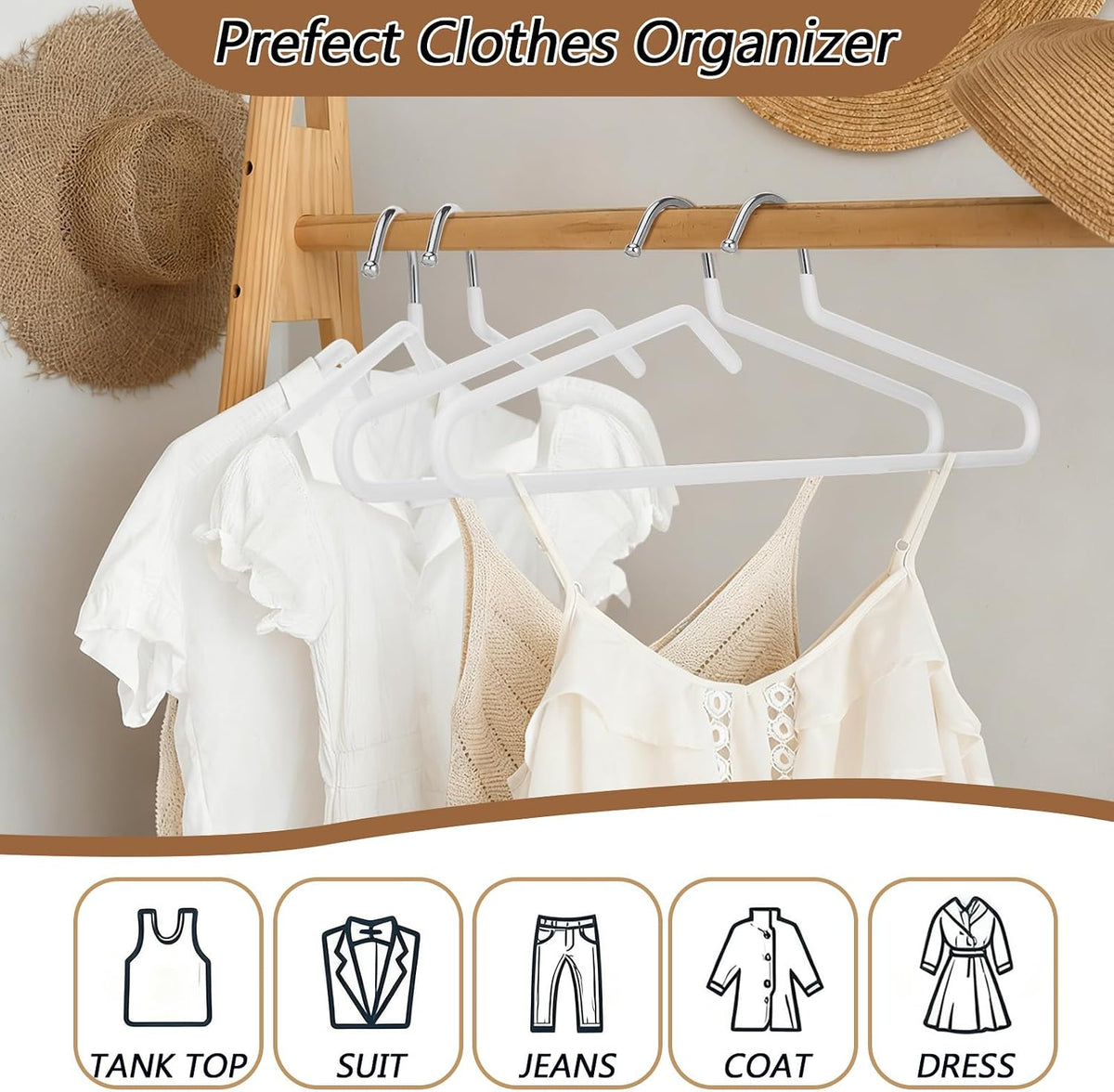Leumoi 20 Pack Short Neck Hangers Non-Slip Metal Hangers for Clothes, White