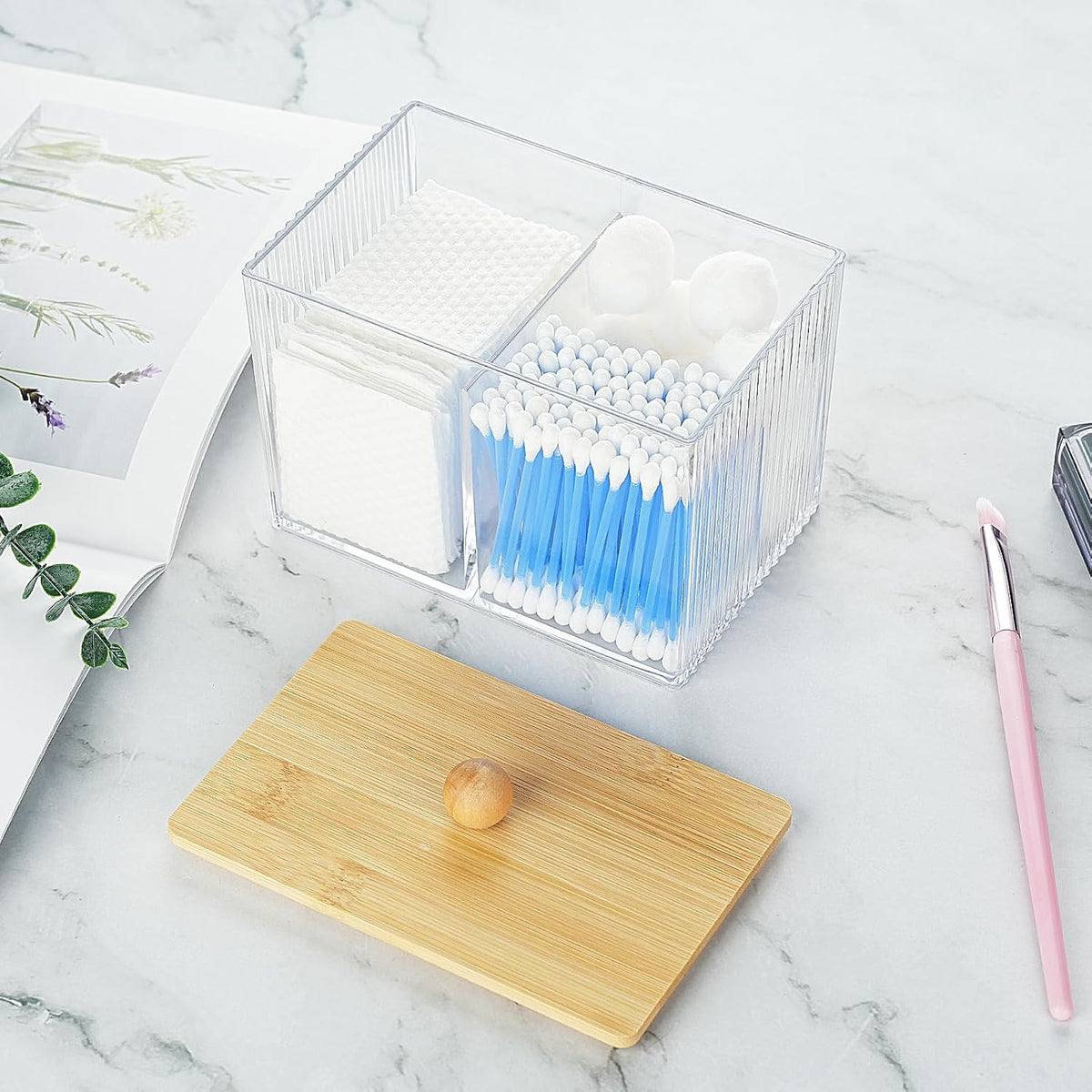 KIMCHOMERSE Qtips Holder Storage, Bathroom Cotton Balls Holder