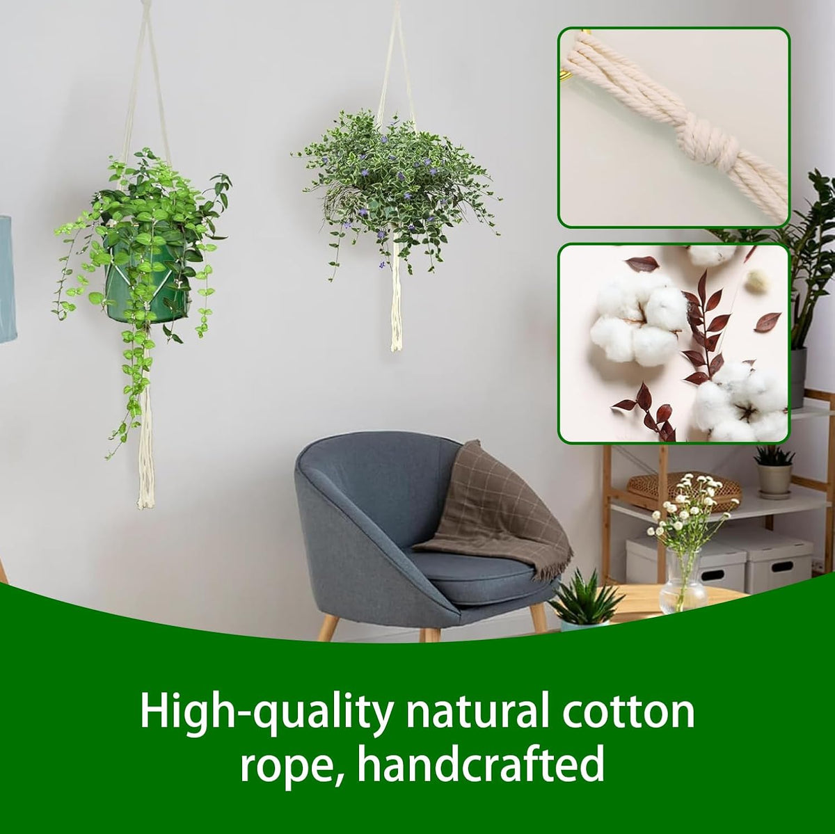 Macrame Plant Hanger Indoor Hanging Plants Boho Decorative Cotton Rope3Size