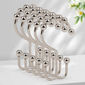 Resze 12 Pcs Shower Curtain Hooks,Metal Double Shower Curtain Rings, Nickel