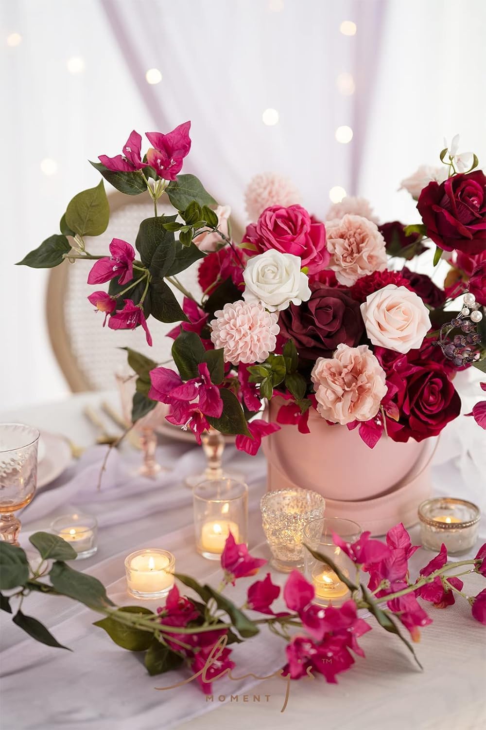 Ling's moment Pink Blush Artificial Dahlias, Wedding Flowers, 25 pcs