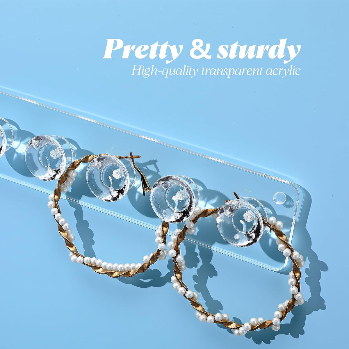 4-Pack Acrylic Necklace Holder, Necklace Hanger Wall Mount, Diamond Shape Jewelry Organizer with 12 Hooks for Necklaces, Bracelets, Chains - Clear Crystal Display Rack for Women