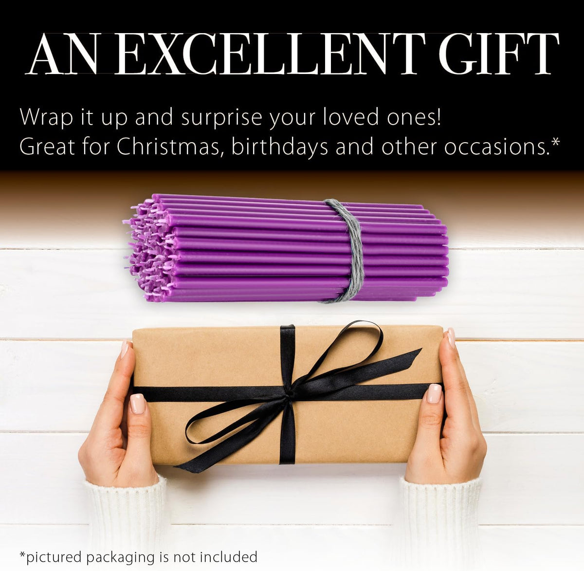 Danilovo Thin Taper Beeswax Candles - No-Drip, Smoke-Less, Tall, Decorative, Honey Scented Candles Ideal for Church Prayer, Rituals, Decor or Birthday – 6.3”x0.2” (Purple, 100pcs)