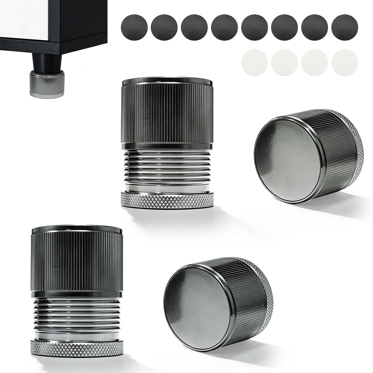 Adjustable Furniture Risers Metal,1.57 Inch Diameter Heavy Duty Table Leg Risers Adjustable from 0.9 to 1.54 Inches for Sofas, Beds,Microwave,Oven,Tables