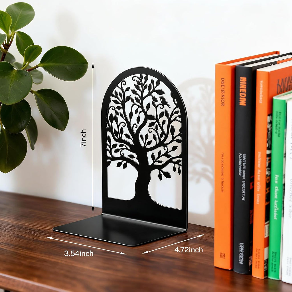 HappyHapi 7 Pair Book Ends, Metal Bookends for Shelves, Decorative Bookends
