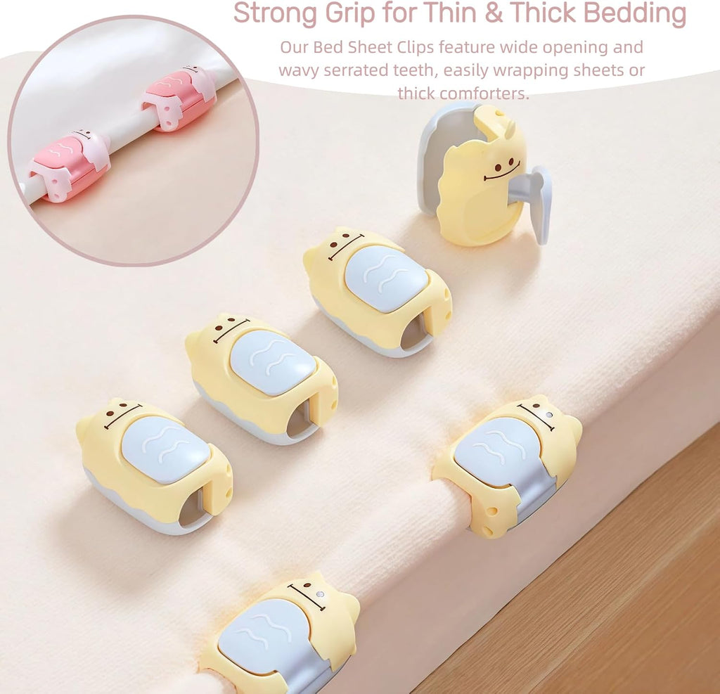 Cat Shaped Bed Sheet Clips, Sheet Grippers, 8 Pack (8, Purple)