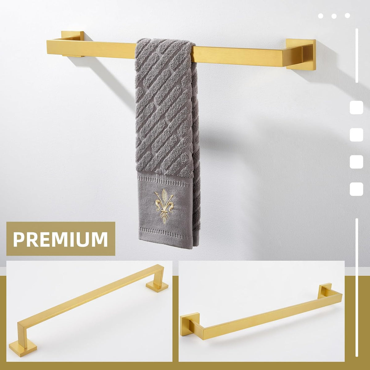 Angle Simple 23.74 Inches Towel Holder, Single Towel Bar, Brushed Dark Gold