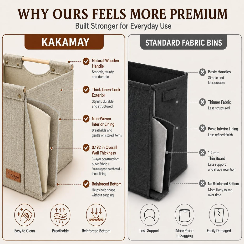 KAKAMAY Cube Storage Bin 13x15x13 Storage Cubes for Kallax 4-Pack Khaki