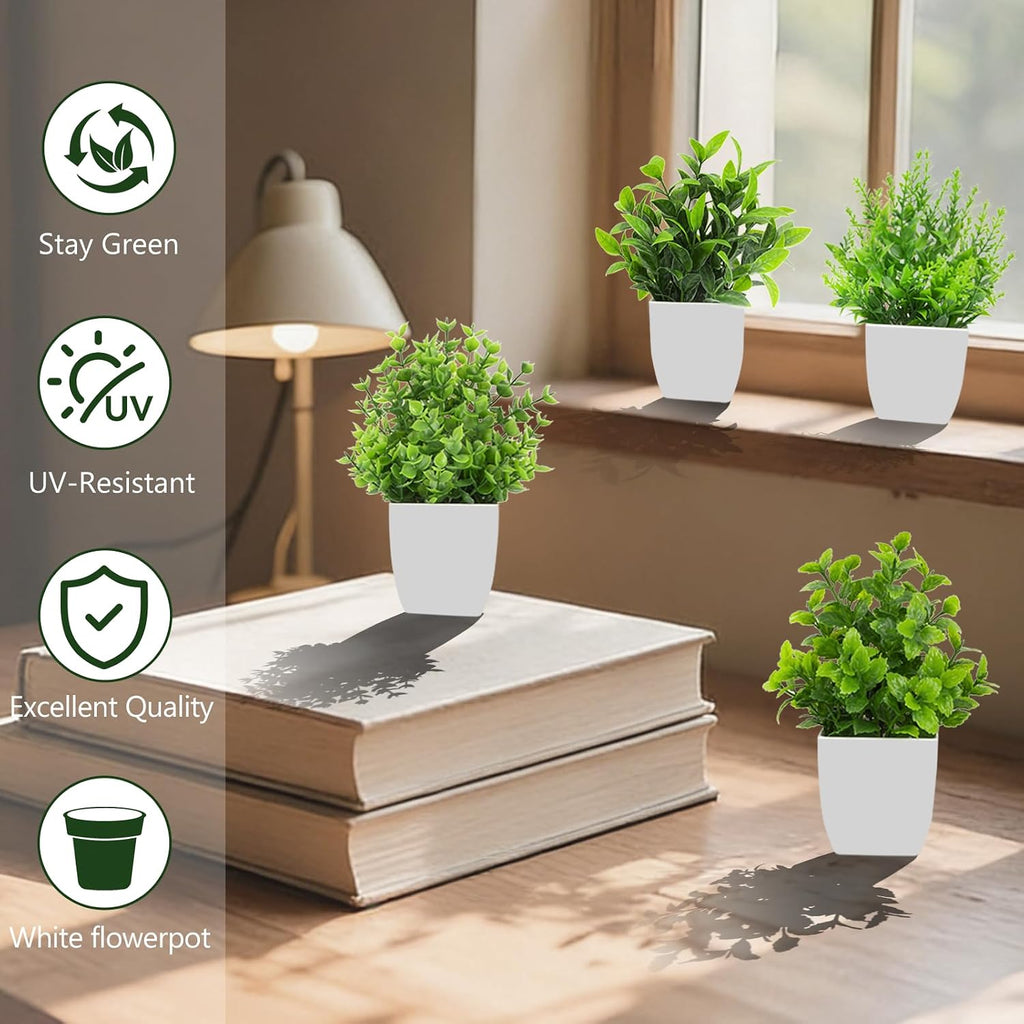 4 Pack Small Fake Plants Mini Artificial Plants for Desk Bathroom Decor