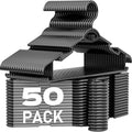 Heavy Duty Plastic Hangers 50 Pack, Stackable Space Saving, Black