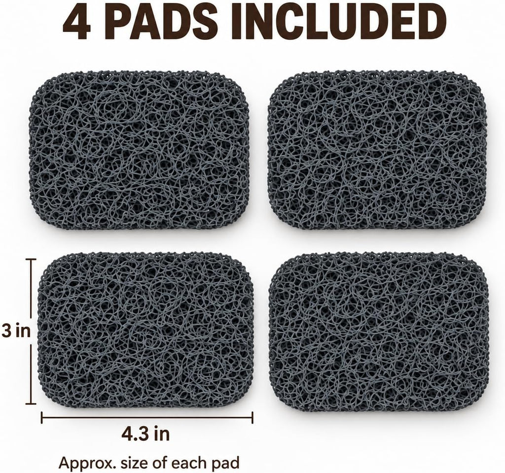 4 Pack Soap Saver Pads for Bar Soap, 4.5 x 3 Inch Soap Lifter Pads, Quick Drain Soap Holder for Soap Dish, Kitchen Sink, Bathroom, Shower and Bathtub, Gray