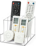 Vowcarol Clear Acrylic Remote Control Holder – 4 Compartment Desk Organizer, TV Remote Holder