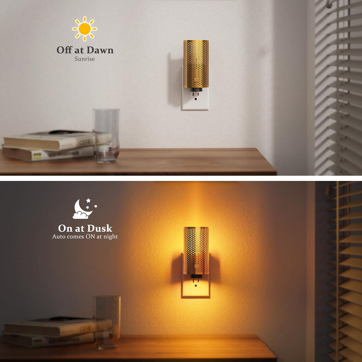JandCase Night Lights Plug into Wall, Pretty Nightlight with Metal Shade